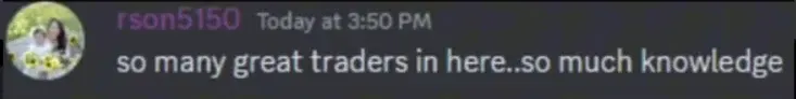 Discord message: so many great traders in here, so much knowledge